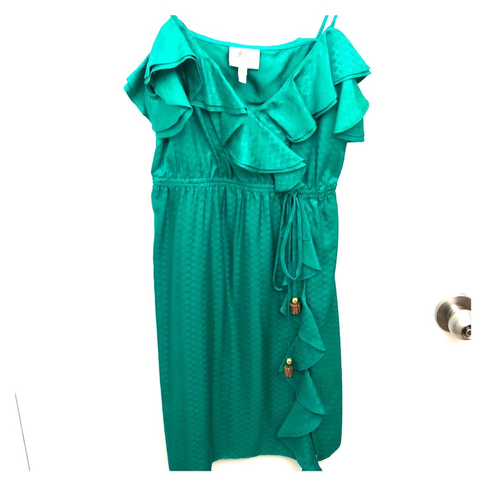 Milly green turquoise silk summer dress